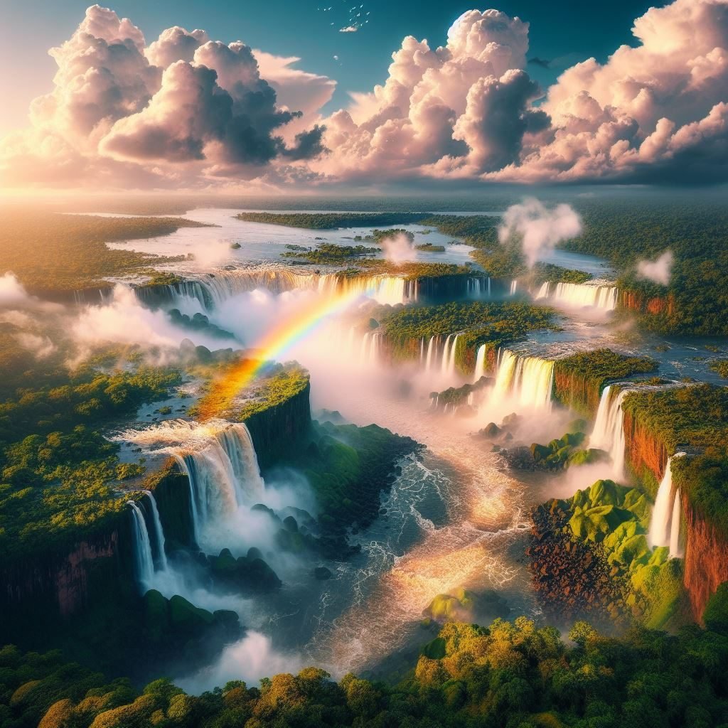 Arco íris nas Cataratas do Iguaçu | Imagens de IA