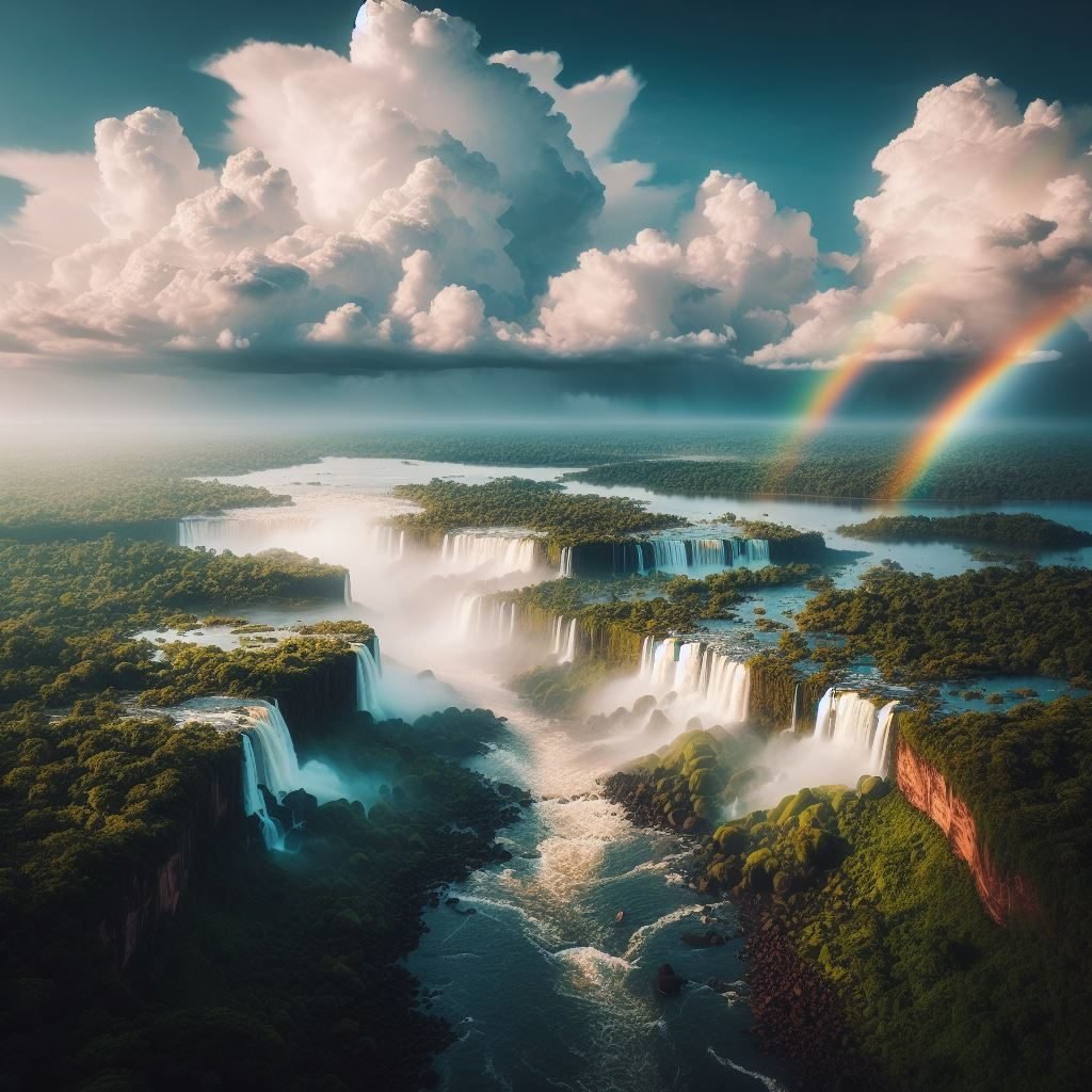 Arco íris nas Cataratas do Iguaçu | Imagens de IA