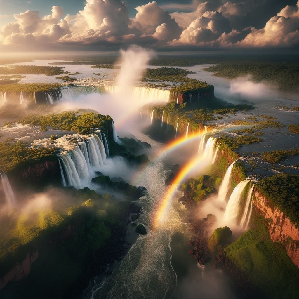 Arco íris nas Cataratas do Iguaçu | Imagens de IA