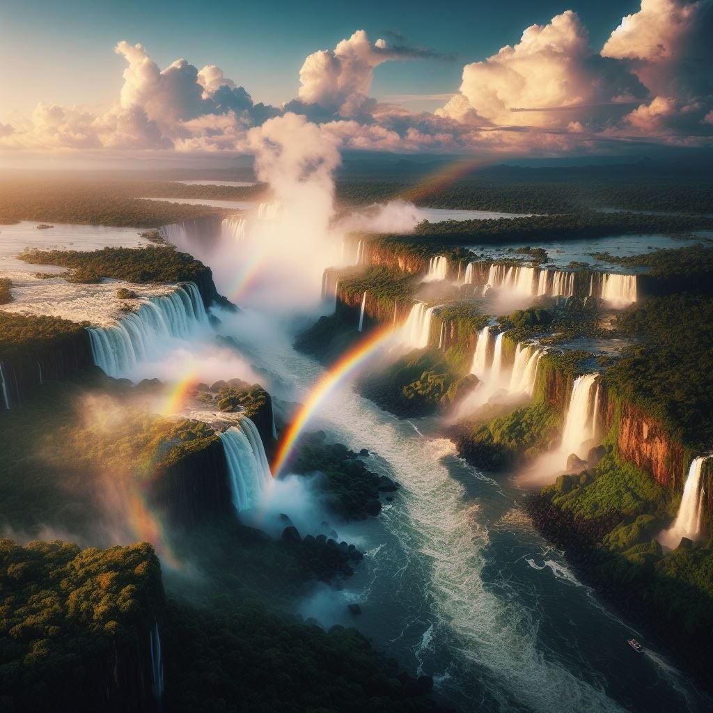 Arco íris nas Cataratas do Iguaçu | Imagens de IA